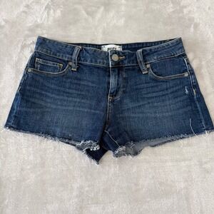 Paige Catalina Dark Wash Denim Frayed Hem Jean‎ Shorts Size 25
